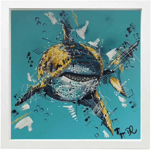 Sean The Shark - Framed Embellished Canvas