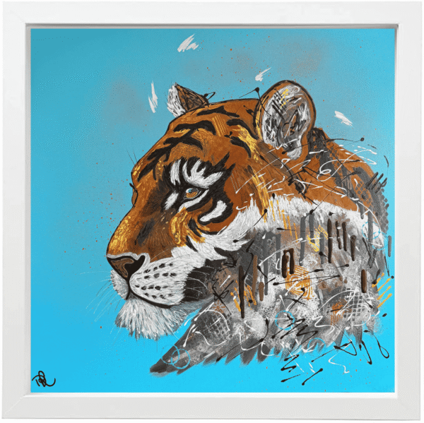 Abira The Tiger - Framed Embellished Canvas