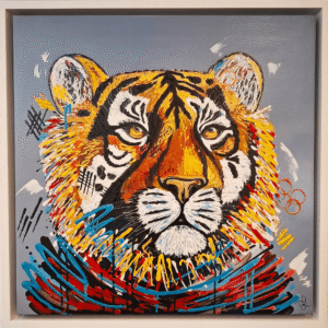Tiga The Tiger - Framed Embellished Canvas